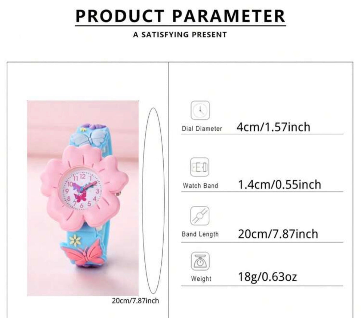 Flower & Butterfly Cartoon Watch, 3d