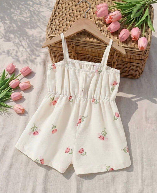 White Striped Romper