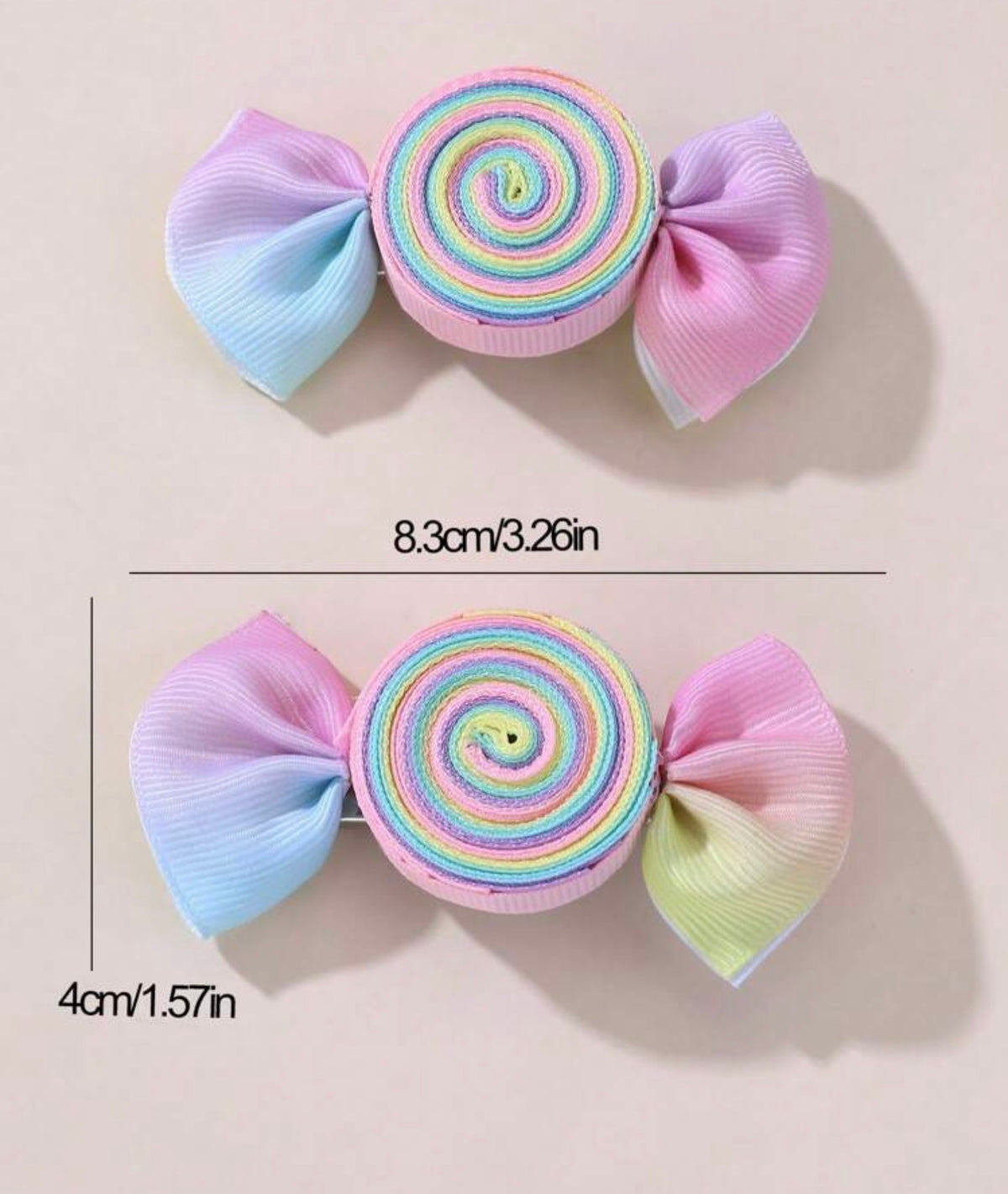 2pcs Colorful Spiral Ribbon Candy-Shaped Hair Clips