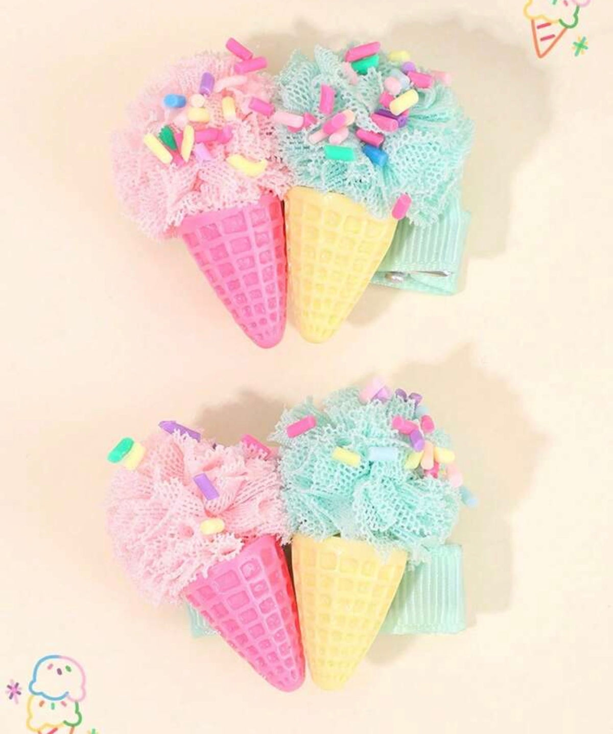 2pcs Ice Cream Hair Clips