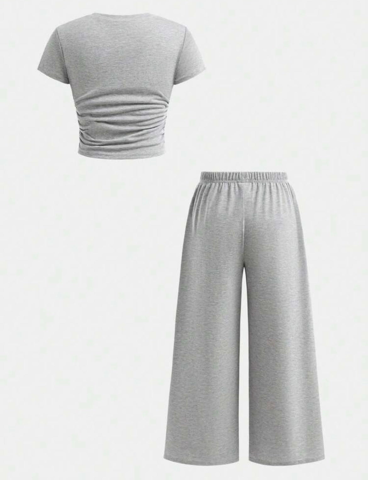 Bow Print Short Sleeve Top And Loose Fit Pants