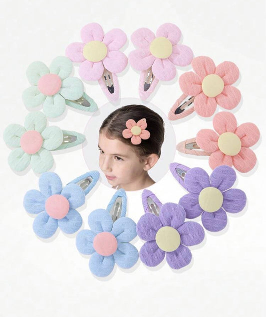 10pcs Fabric Flower Hair Clips