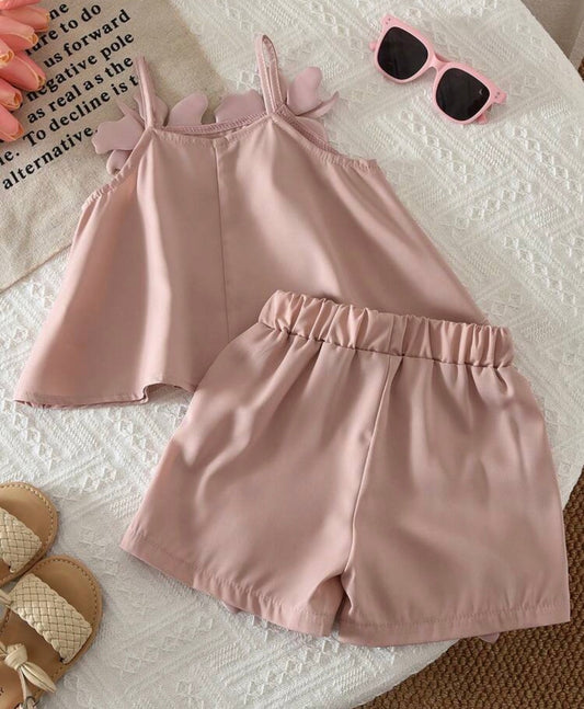 2pcs/Set 3D Floral Camisole Top And Shorts