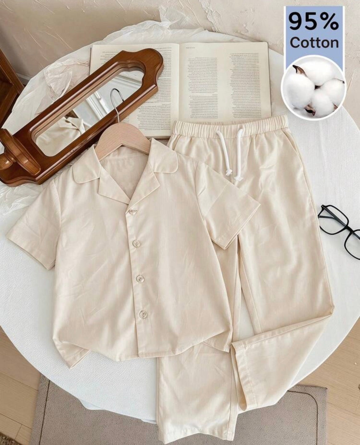 Solid Color Short Sleeve Shirt And Pants