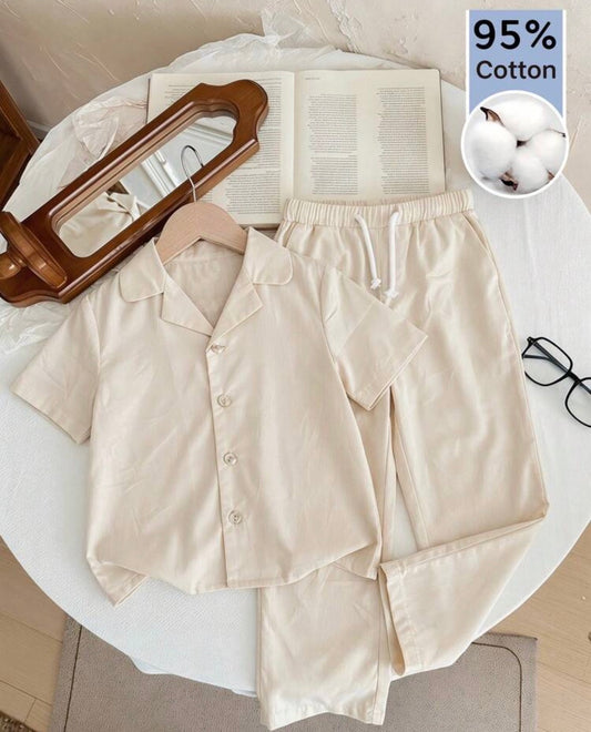 Solid Color Short Sleeve Shirt And Pants