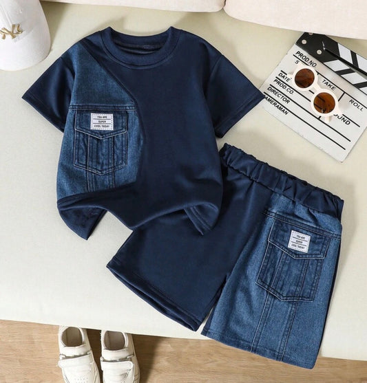 2pcs Minimalist Checkerboard Polo Shirt And Shorts Set