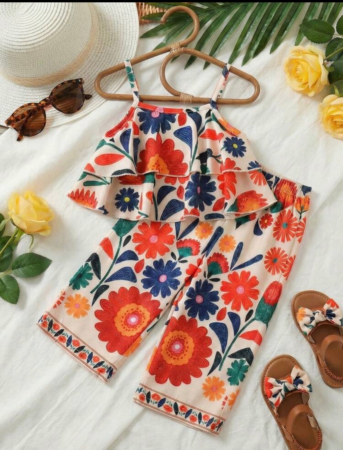 Floral Camisole top And wide leg pant