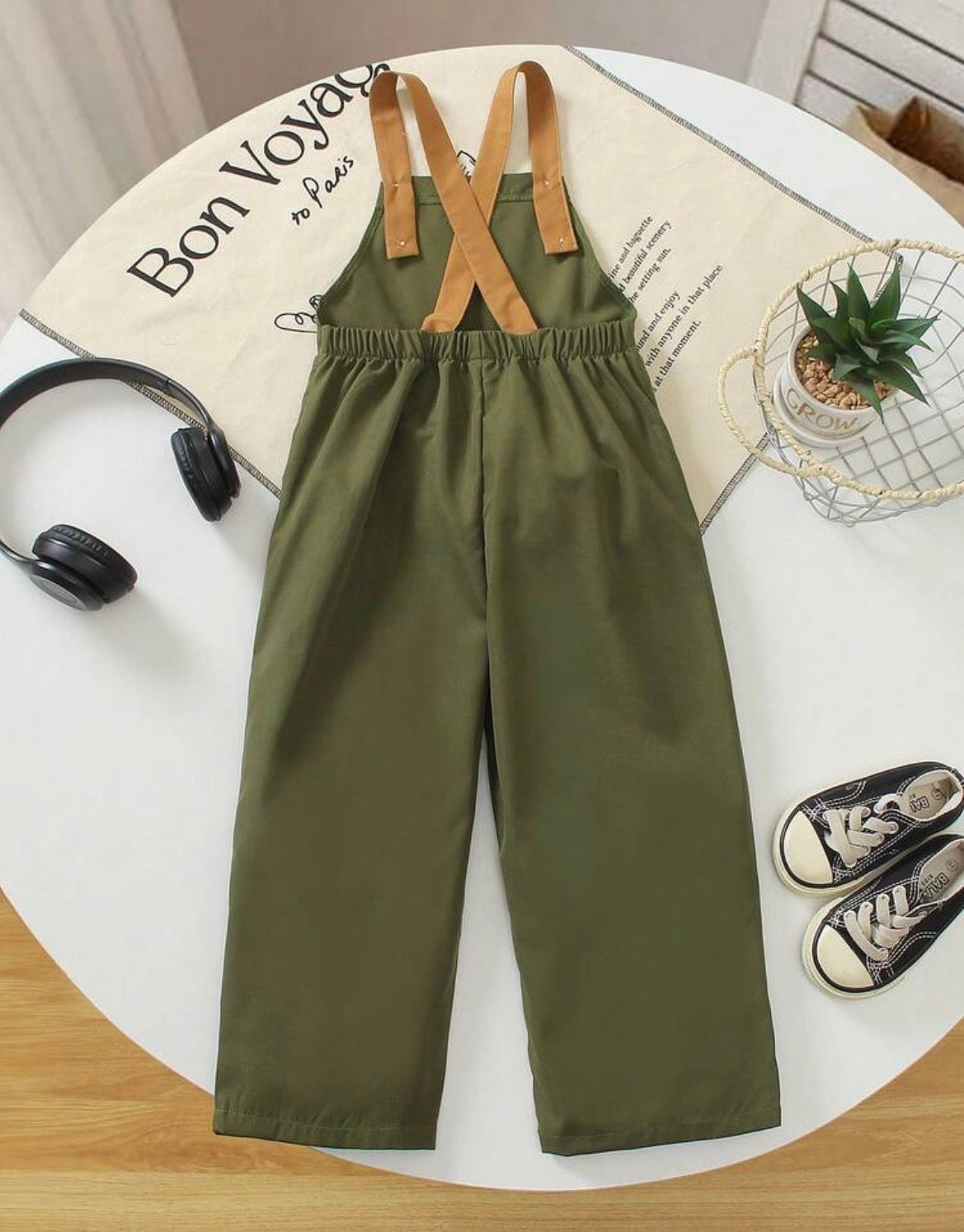 1pc Young Boy Vintage Cargo Style Bib Pants