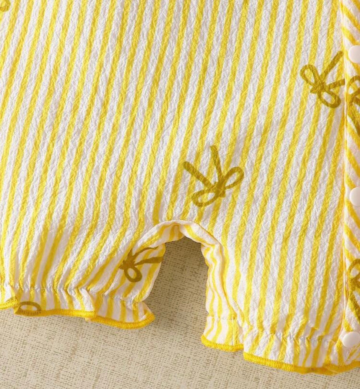 Pastel Yellow Bow Baby Romper 4pcs