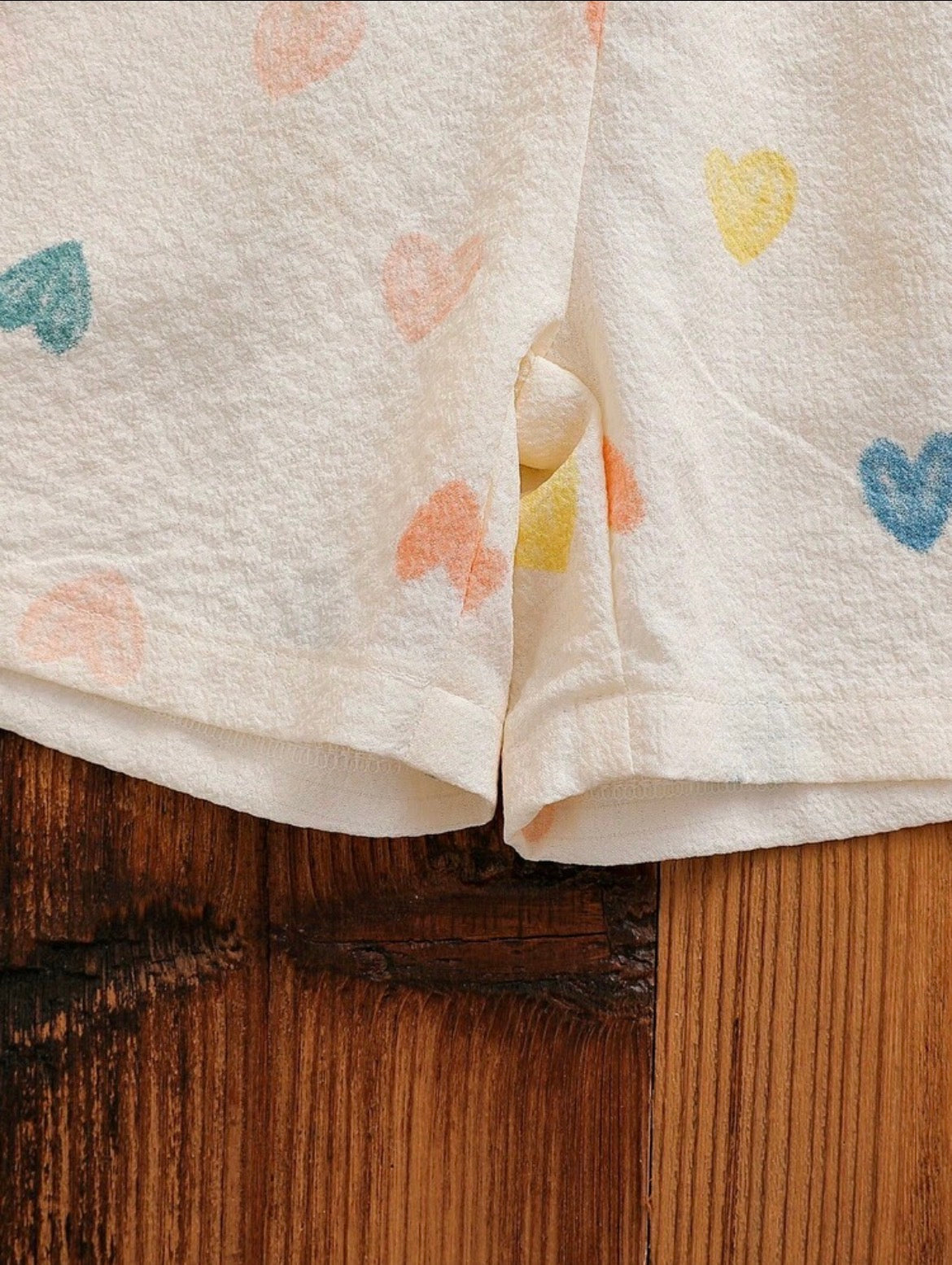 Heart Print Ruffle Sleeveless Top & Shorts