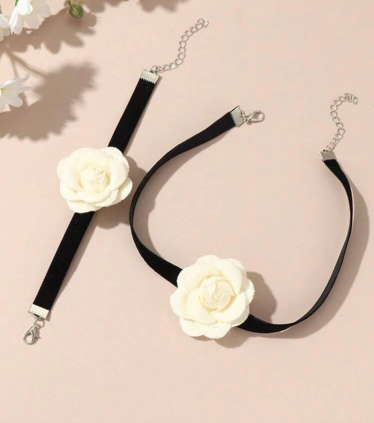 2pcs/Set Girls Flower Necklace And Bracelet Jewelry Set