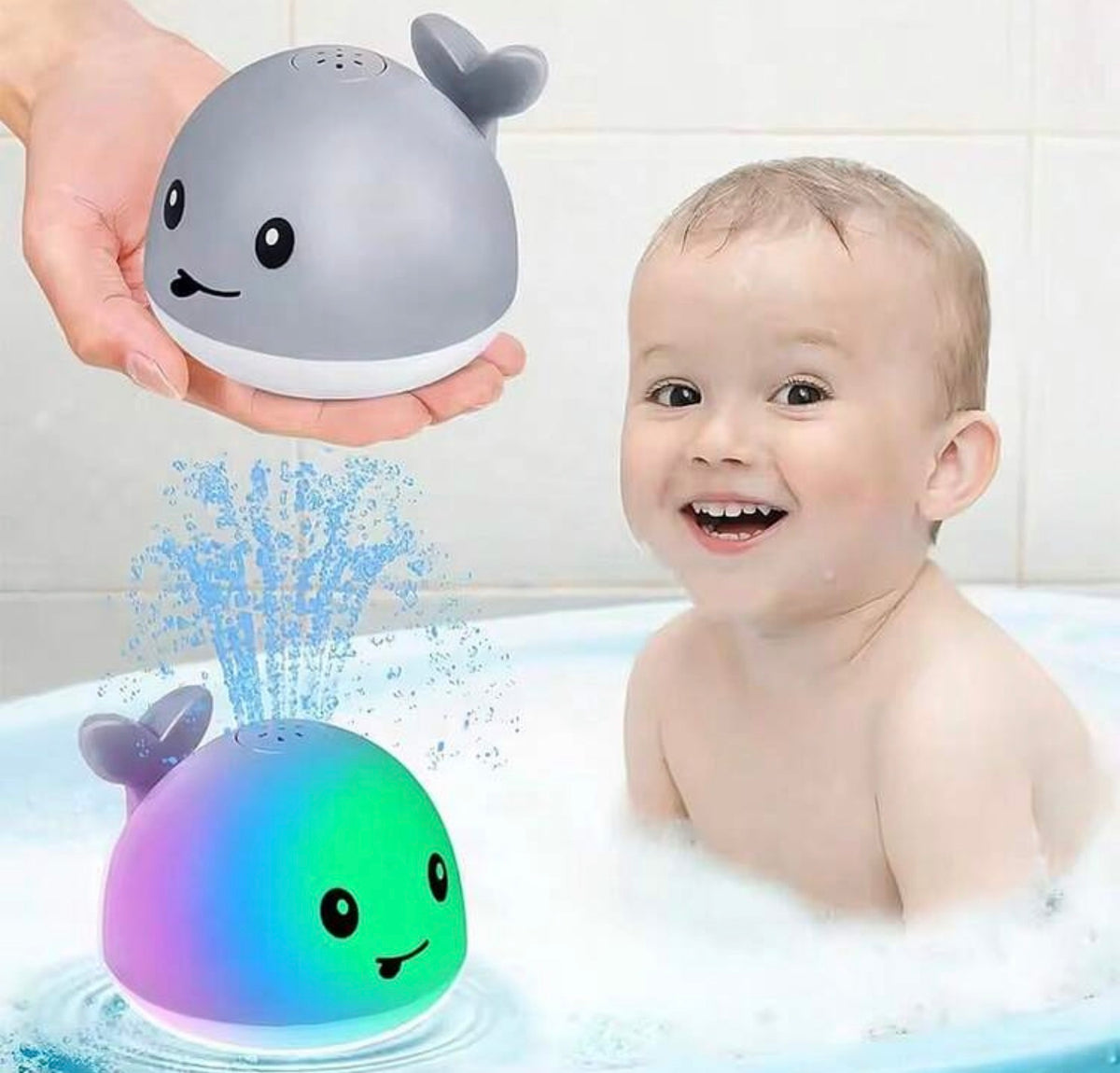 Bath Toy Ball Water Spray Light Rotating Shower Pool Toy Toddler LED Light