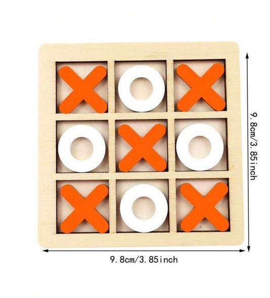 1pc Wooden XO Tic Tac Toe Logic Brain Game, 3-In-A-Row Board Game Toy