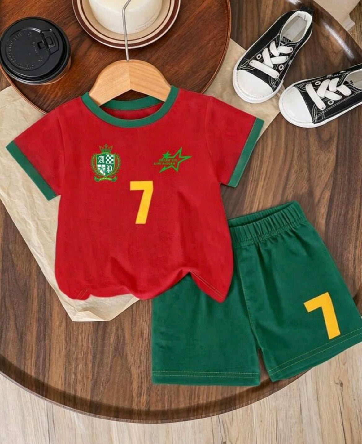Numeric 7, Print Short Sleeve T-Shirt And Shorts Outfits