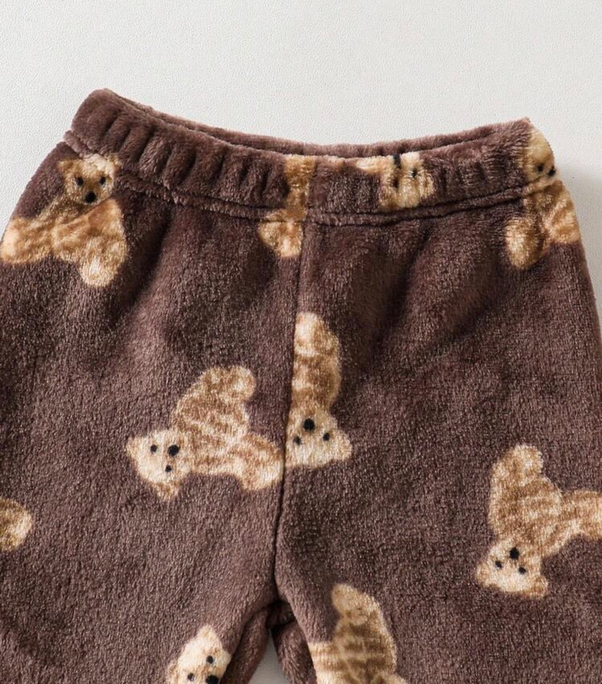 Winter Flannel Cartoon Bear Print Long Sleeve Top And Pants