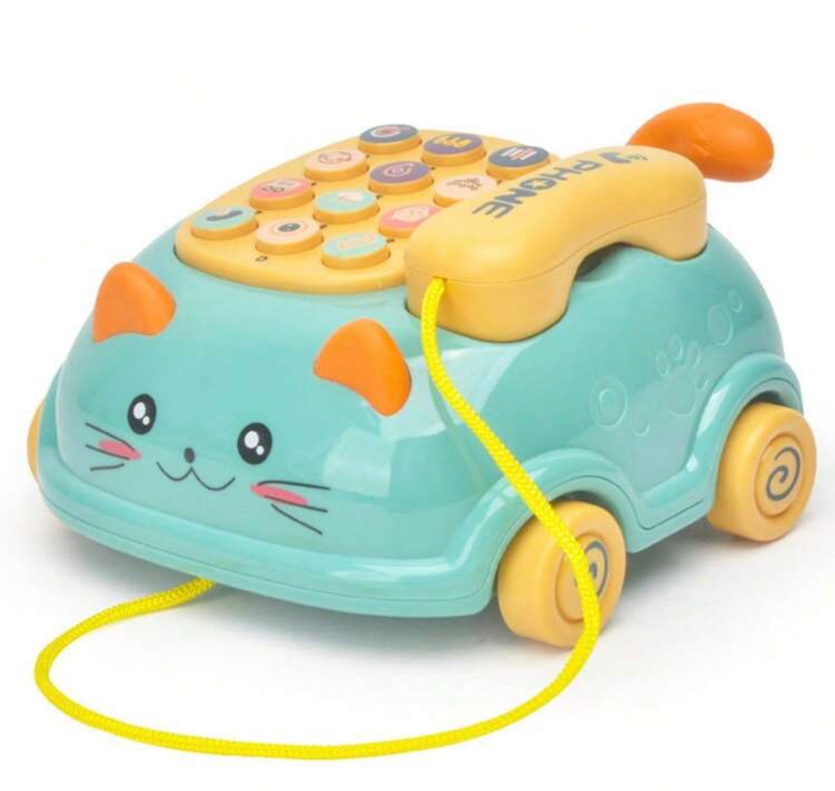 1pc Multifunction Pull String Phone Car Toy, Music Toy Car With Pull Cord And Light & Sound