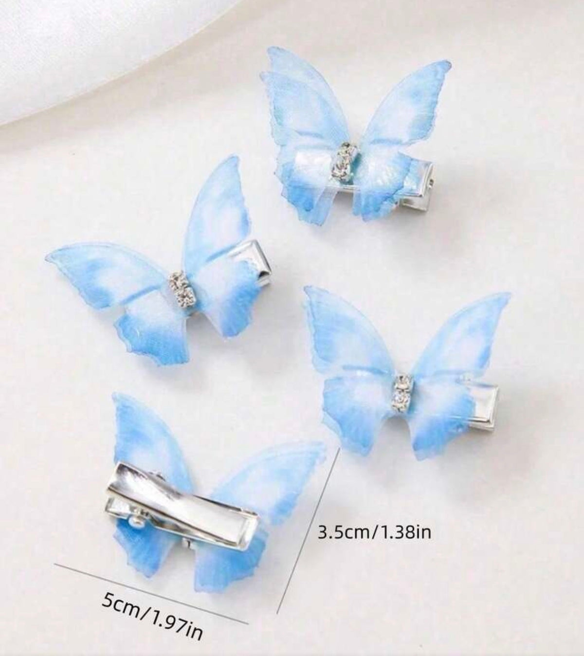 10pcs/Pack Double Layer Crystal Mesh Butterfly Hair