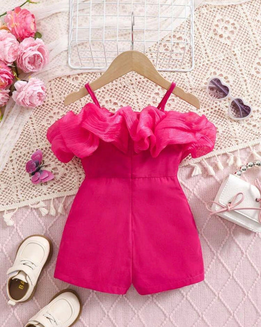 Fern Glow Spaghetti Strap Off-Shoulder Romper