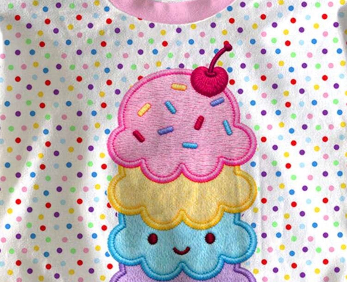 Ice Cream Pattern, Colorful Polka Dot Print shirt and Shorts