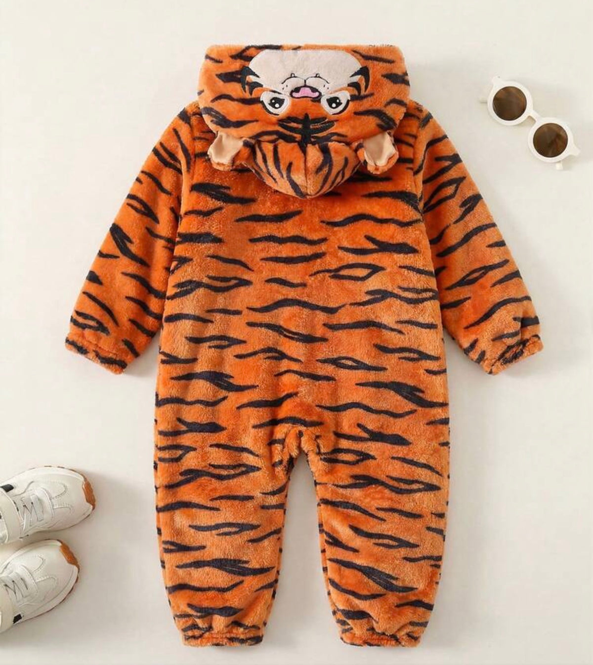 Animal Print Zipper Hooded One-Piece