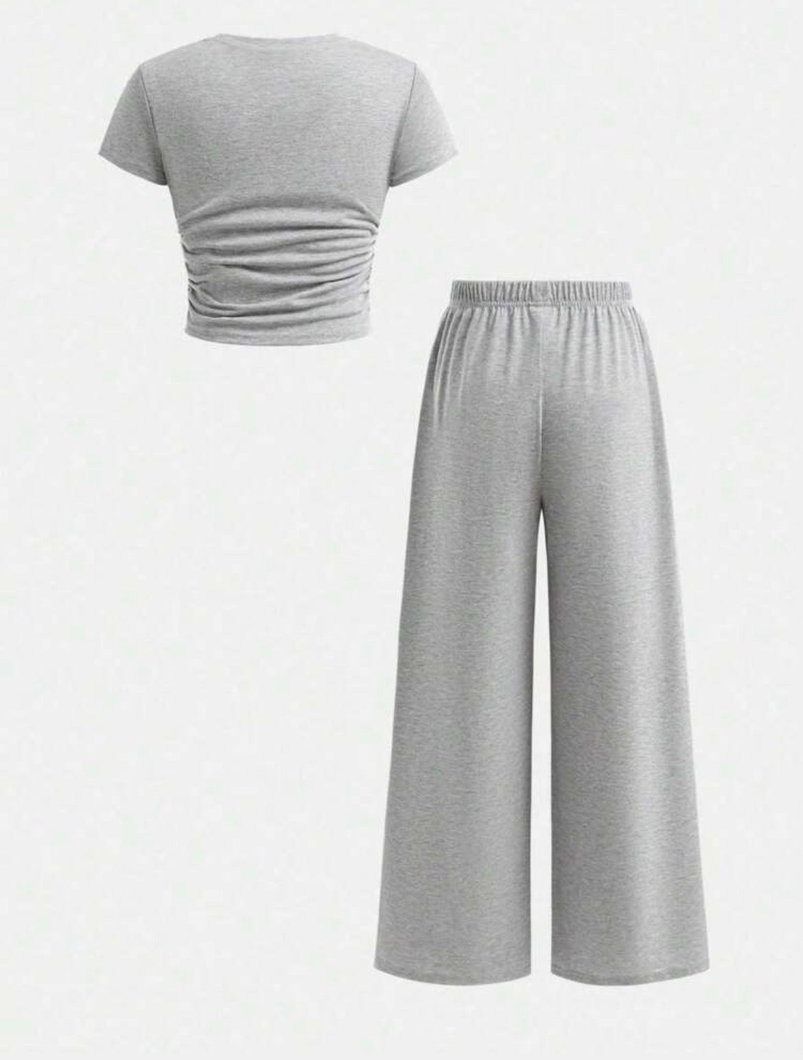 Letter Print Short Sleeve Top And Loose Fit Pants