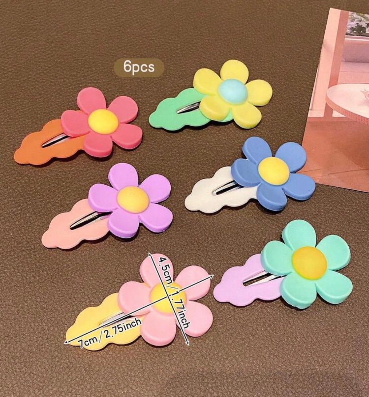 6pcs Cute Floral Hair Clips, Korean Hair Accessories