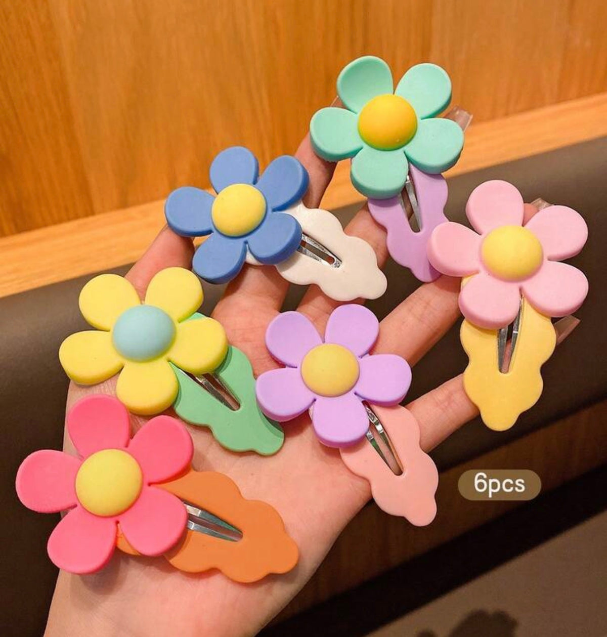 6pcs Cute Floral Hair Clips, Korean Hair Accessories