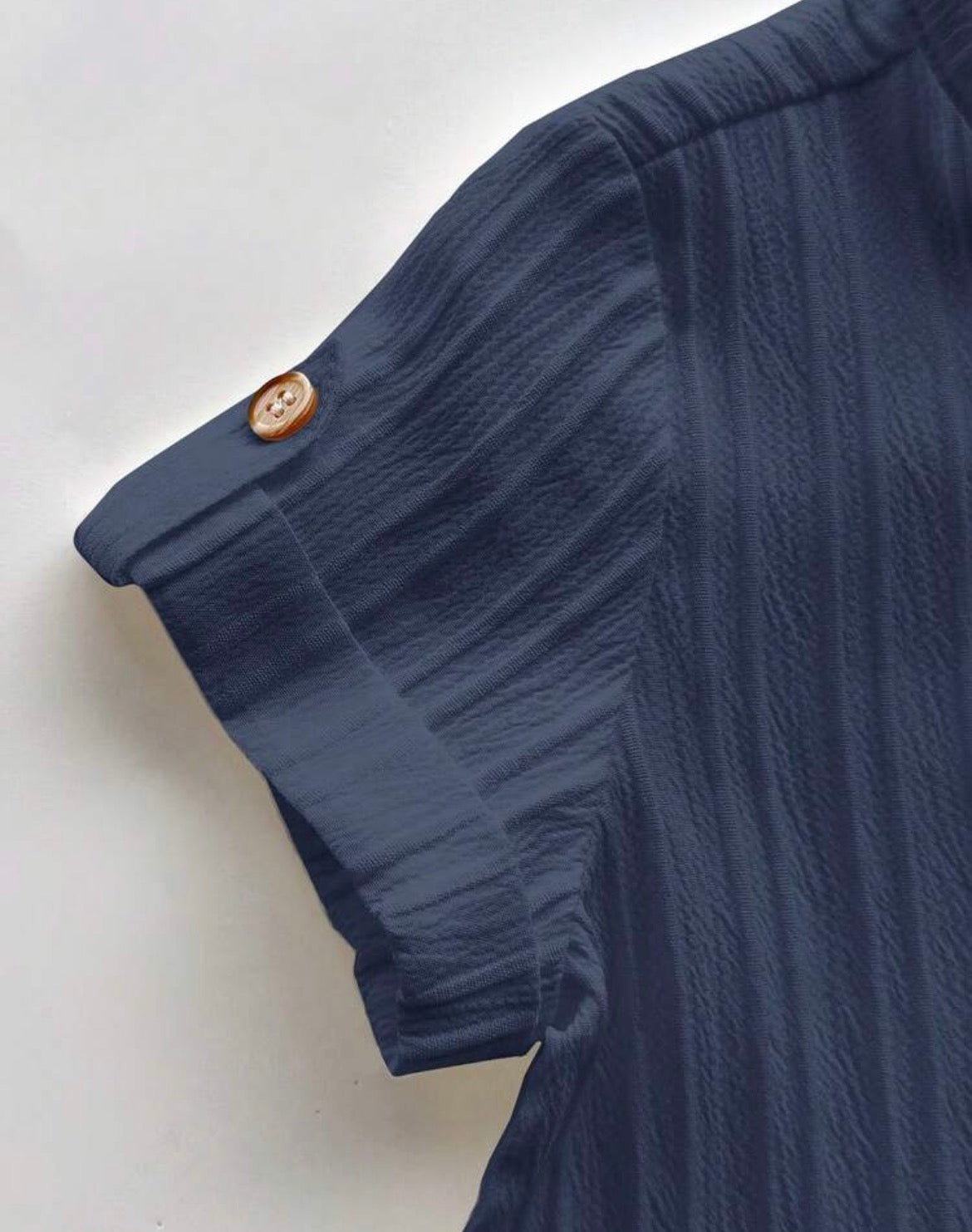 Grey Collared Shirt&Striped Elastic Waist Pants Set