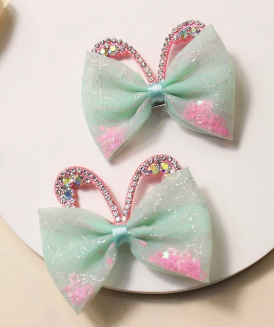2pcs Girls Bow Hair Clips