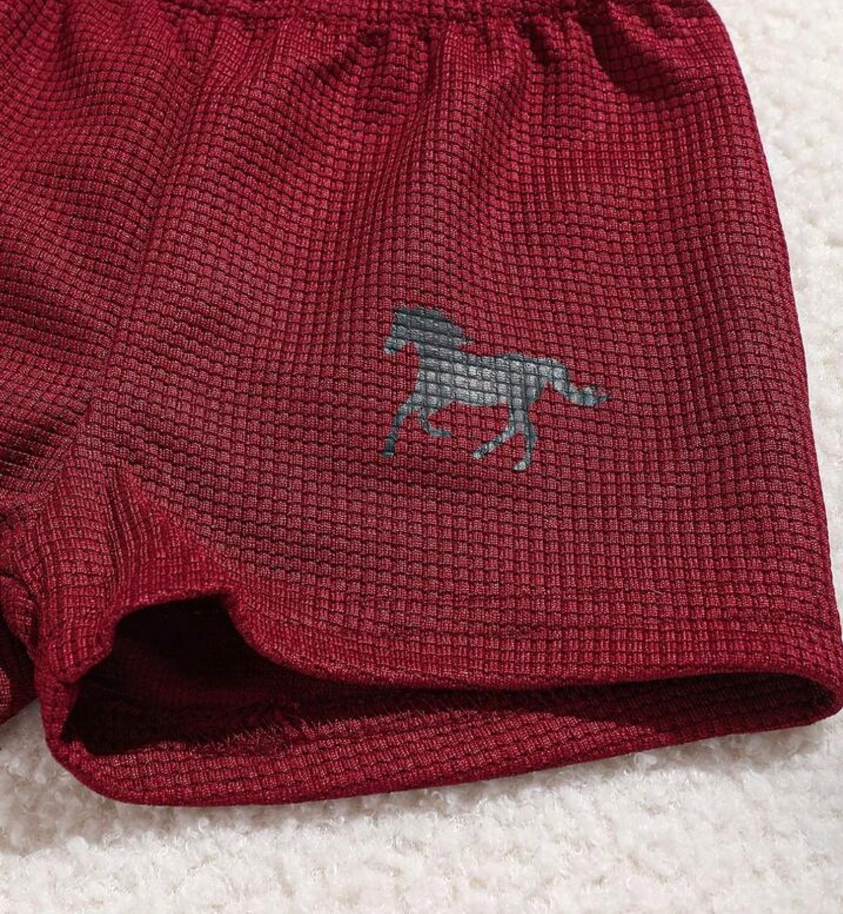 3-Pack Burgundy Waffle Fabric 2 In 1 Top Shorts & Hat Set