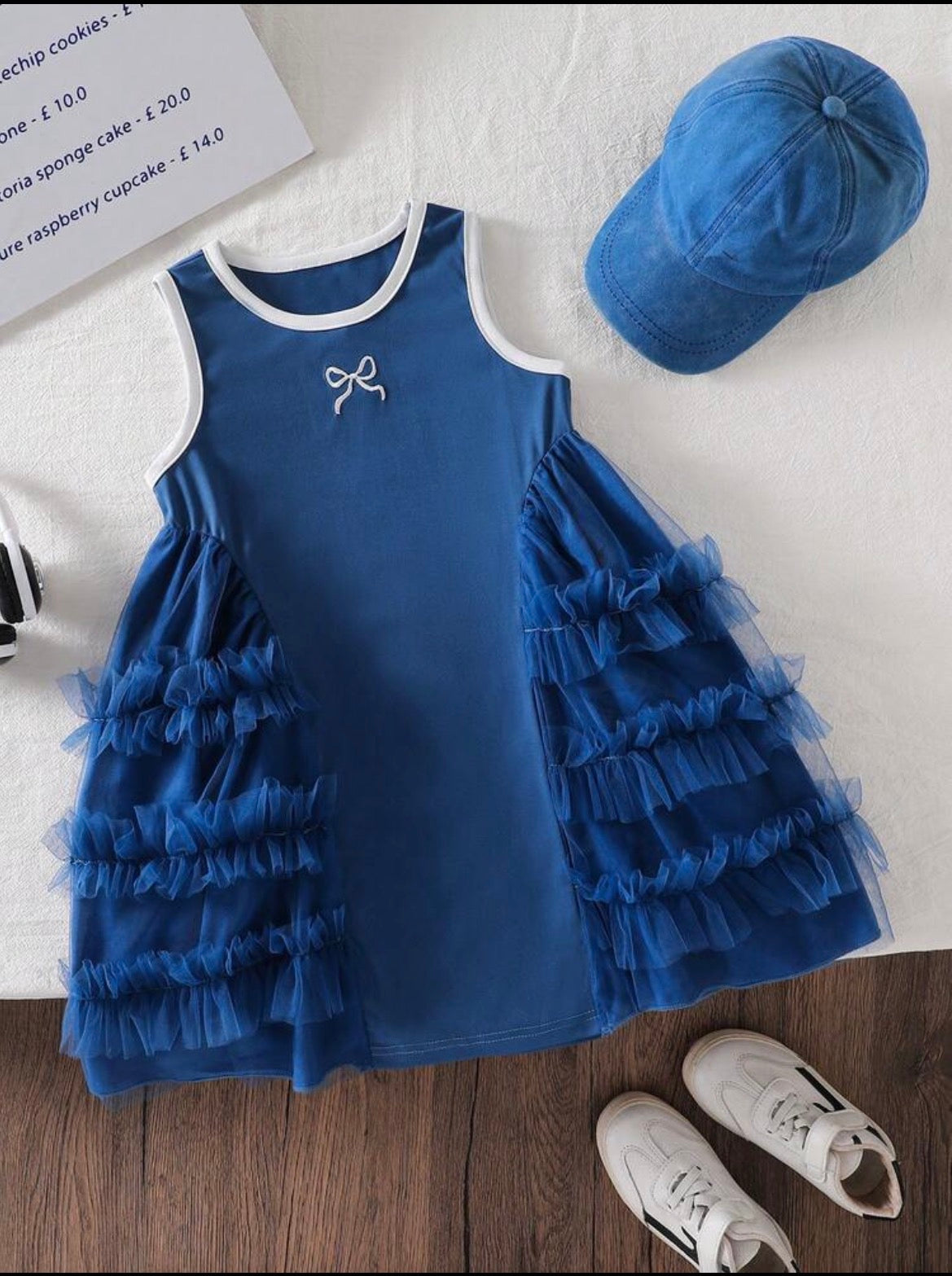 Mesh Patchwork Bow Sleeveless Dress
