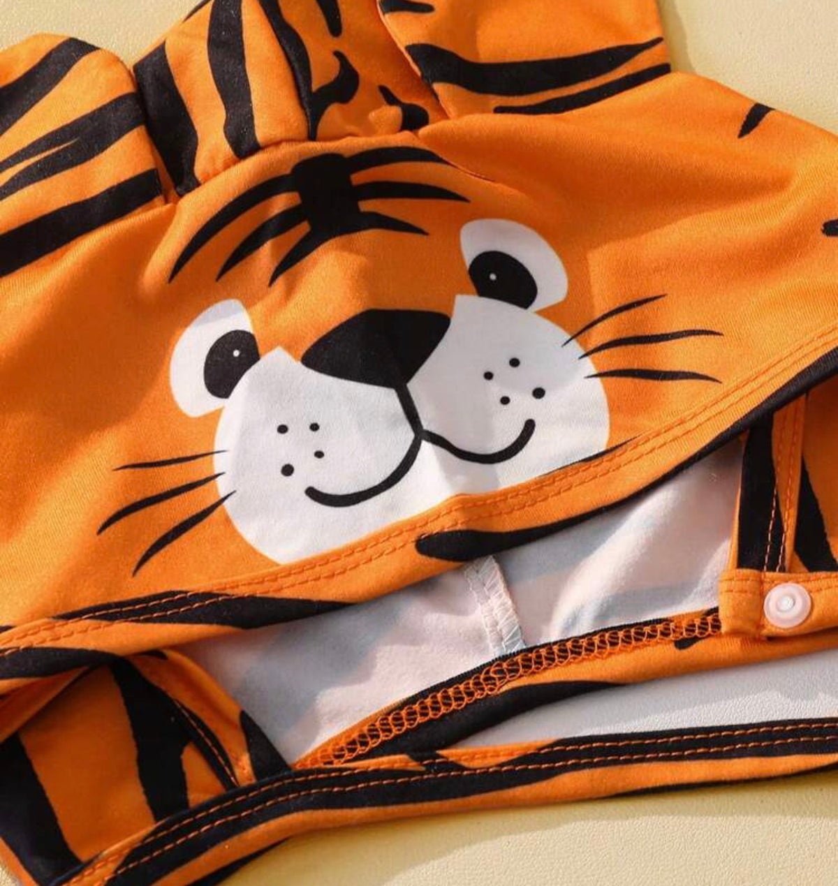 2pcs/Set Short Sleeve Tiger Romper + Hat Set,