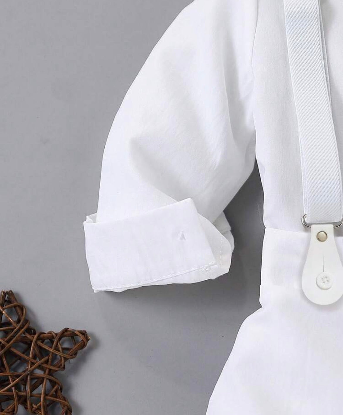 Christening White Shirt+bib overall suit