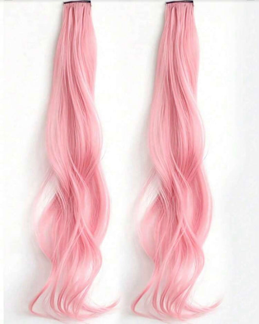 2pcs Pink Dopamine Curly Wigs