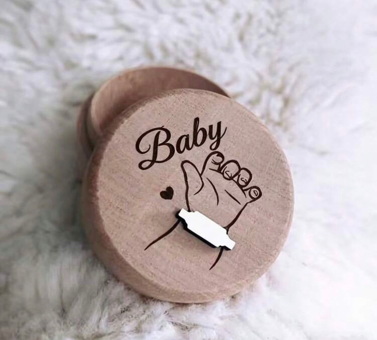 Baby Hospital Bracelet Keepsake Box Wooden Baby Birth Commemorative