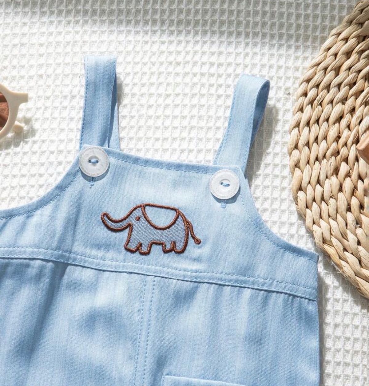 Newborn Baby Cartoon Elephant Embroidery Casual Romper