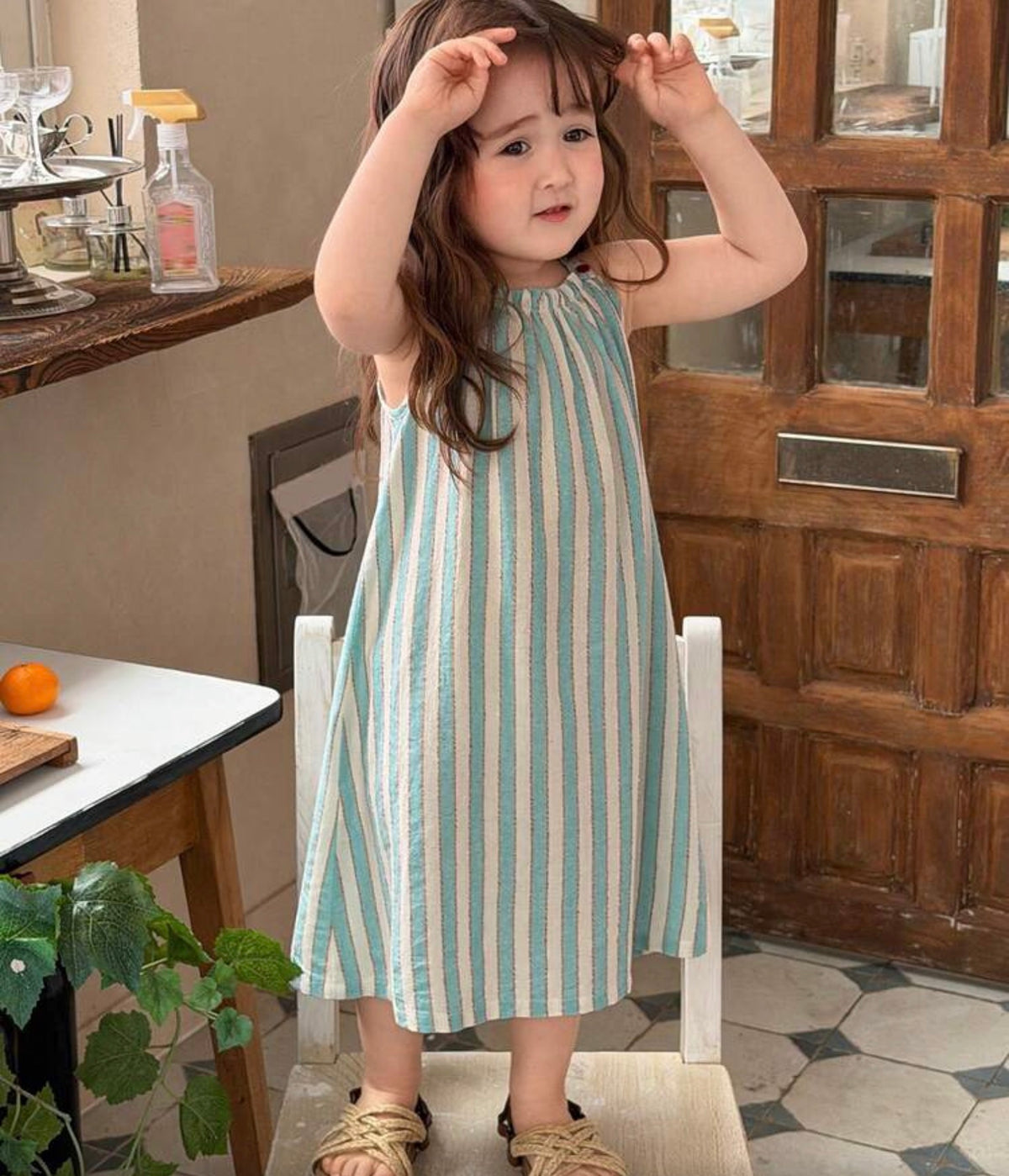 Striped Casual Halter Dress