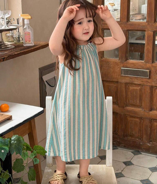 Striped Casual Halter Dress