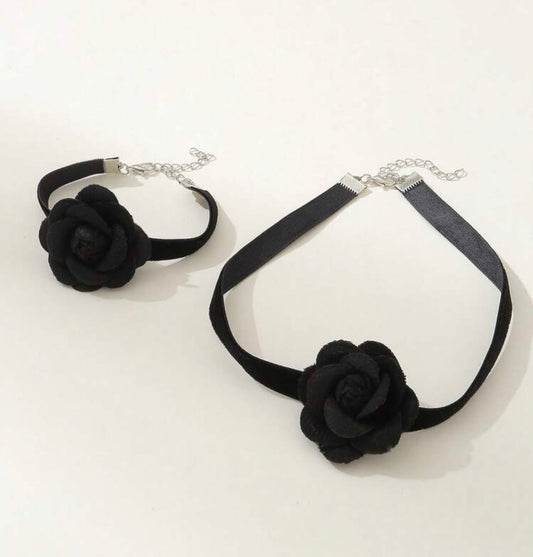2pcs/Set Girls Flower Necklace And Bracelet Jewelry Set