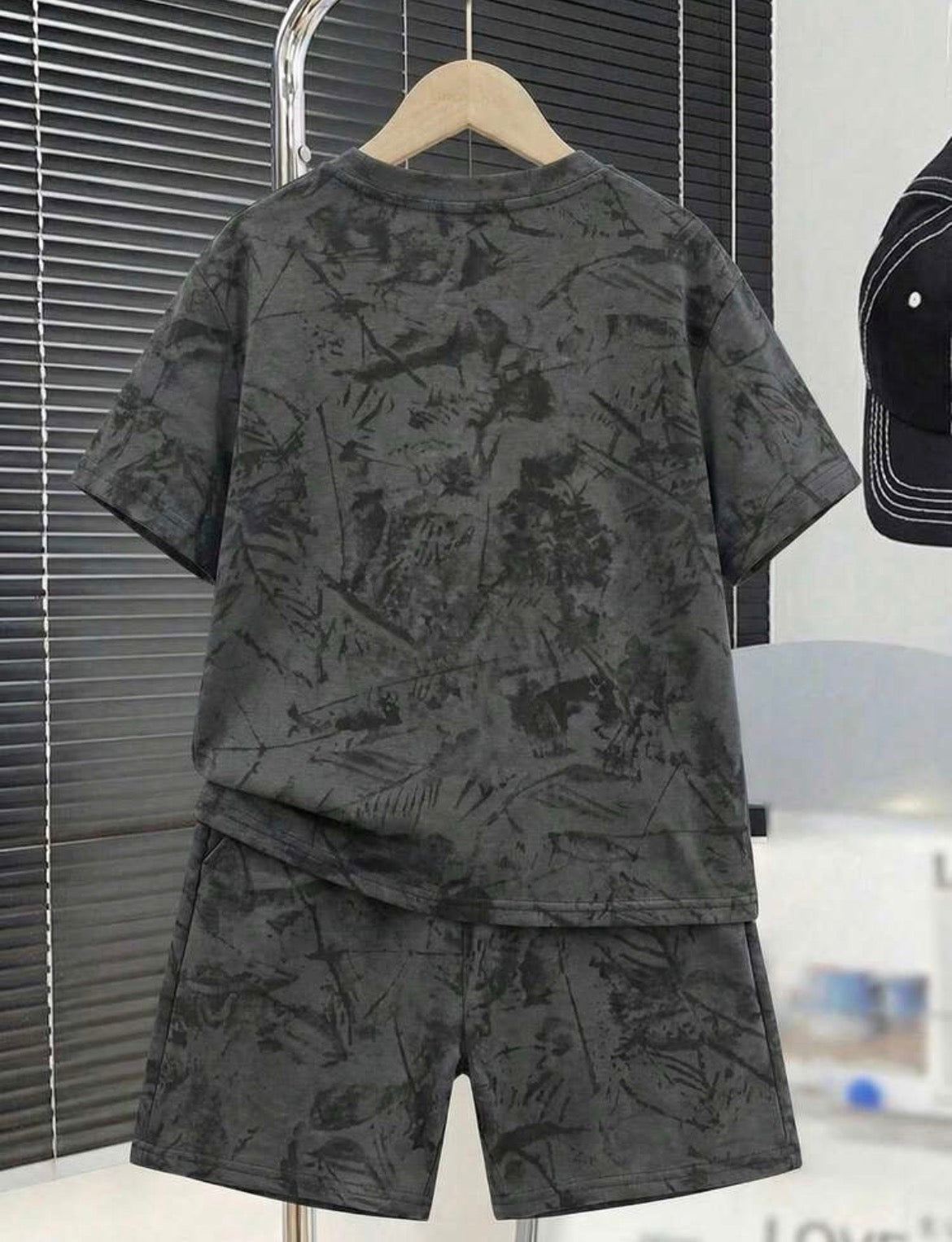 2pcs/Round Neck Short Sleeve T-Shirt And Shorts