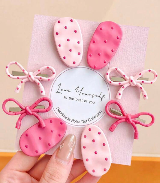 8/4pcs Vintage Polka Dot Bow Hair Clips