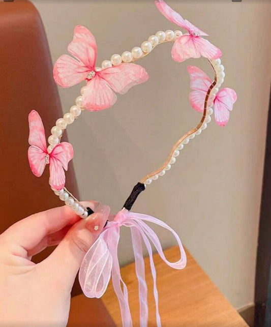 1pc Ethereal Sweet Fabric Mesh Butterfly Ribbon Headband