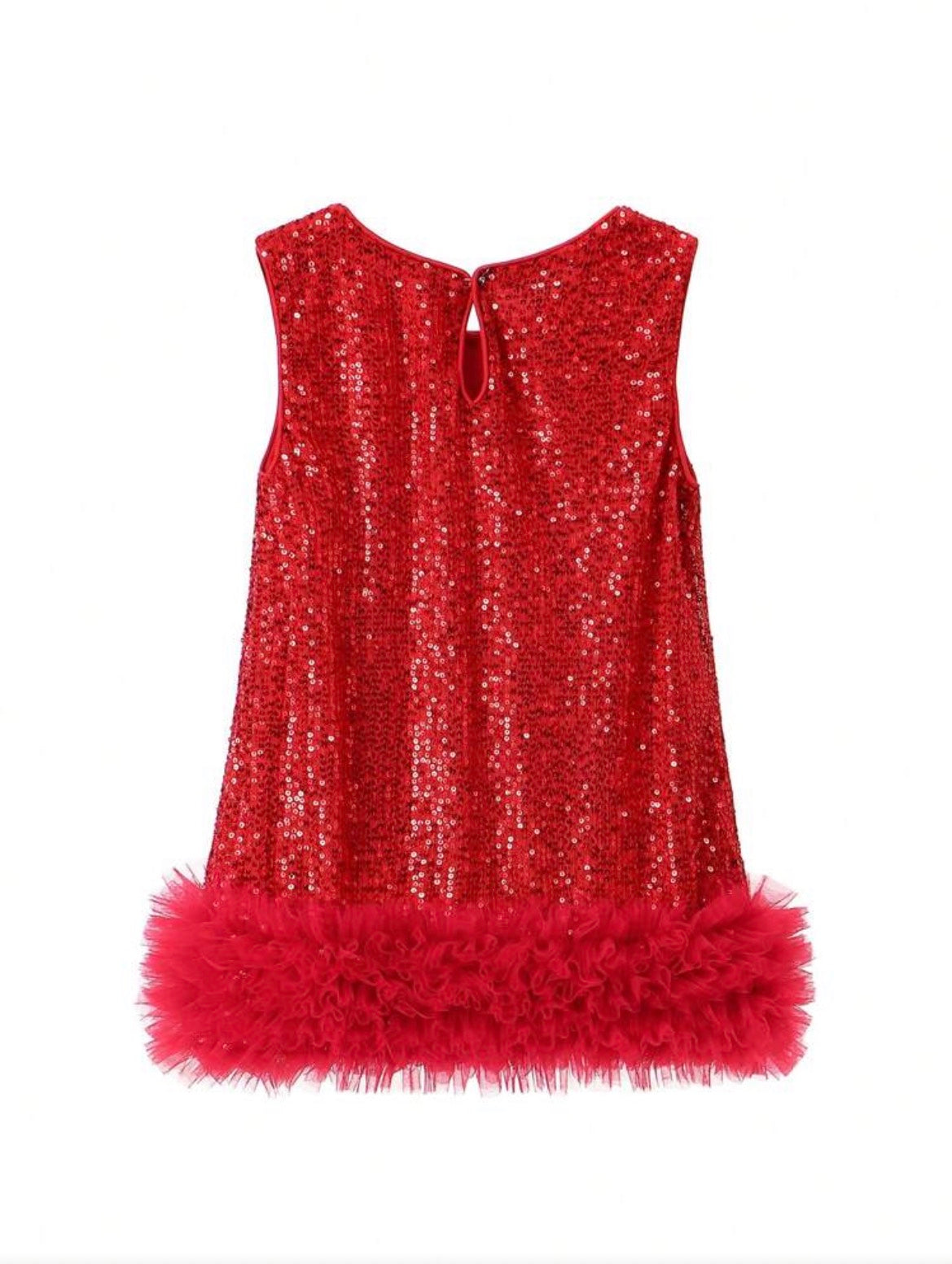 Contrast Sequin Mesh Hem Party Dress