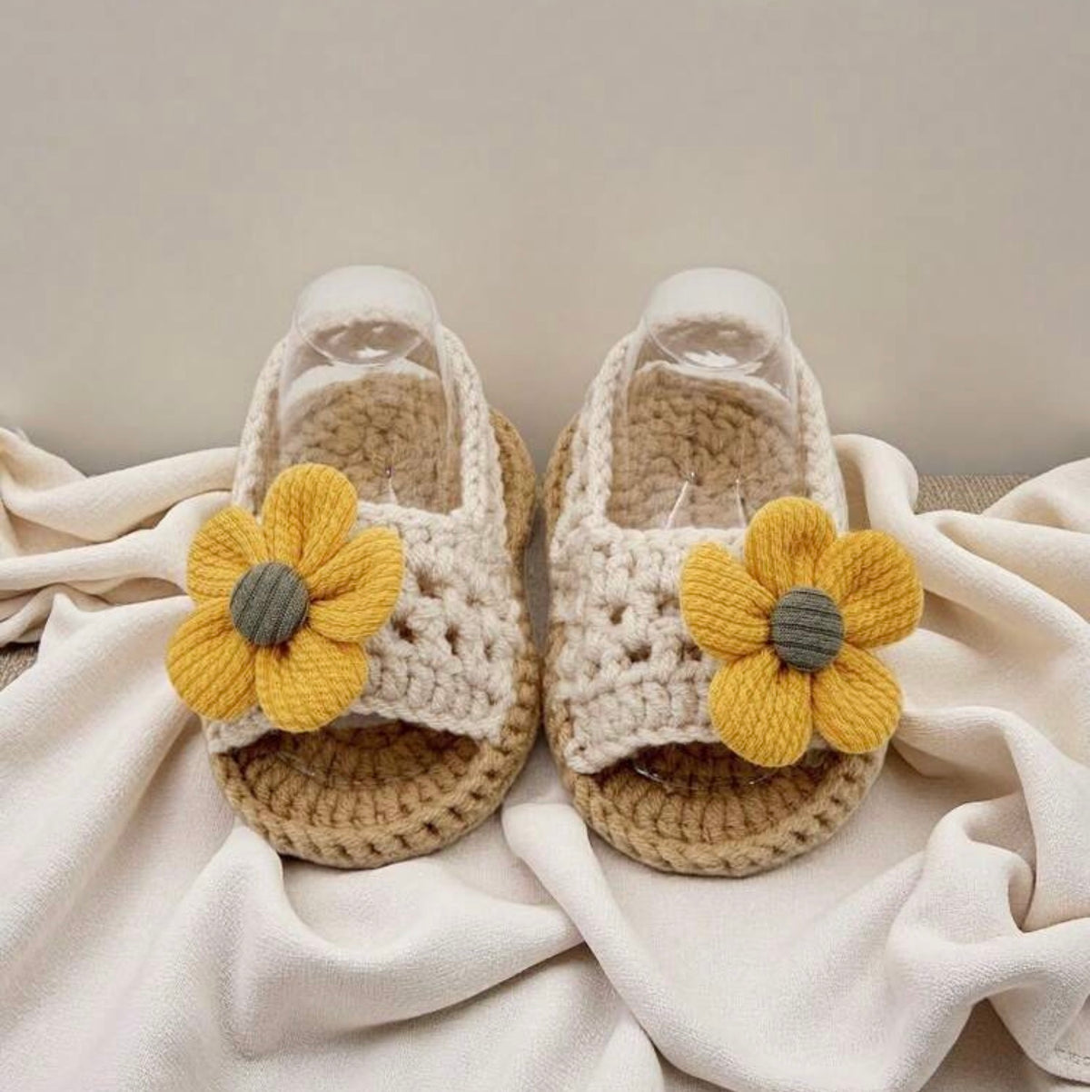 1 Pair Crochet Knitted Infant Sandals