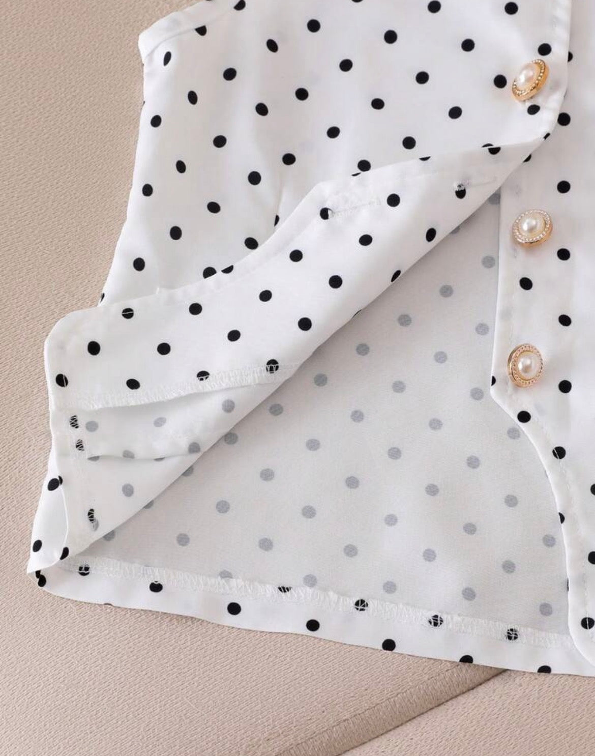 Polka Dot Print Blazer Vest And Straight Leg Pants White 2 Pieces