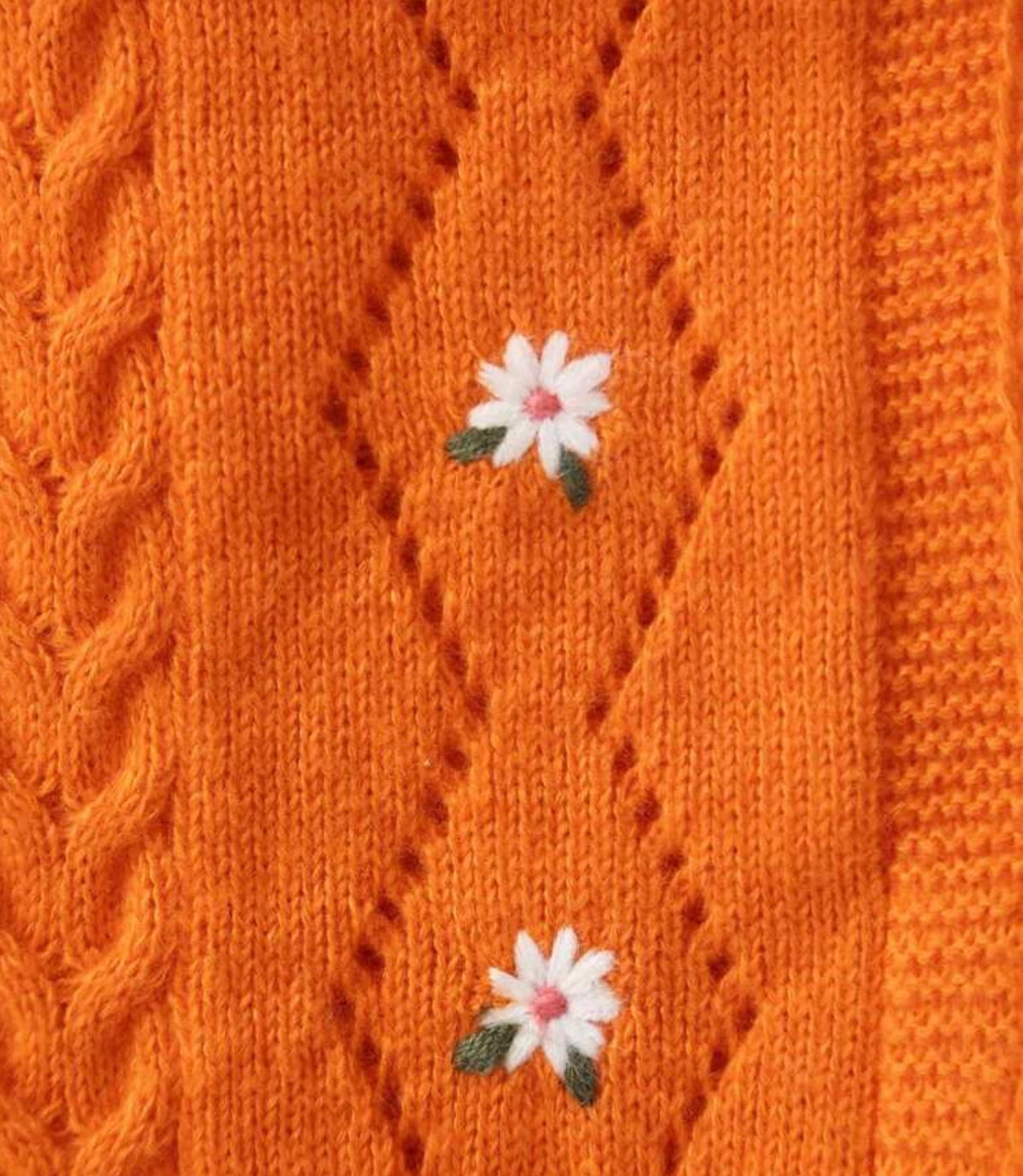 Floral Embroidered Sleeveless Hollow-Out Knitted Cardigan