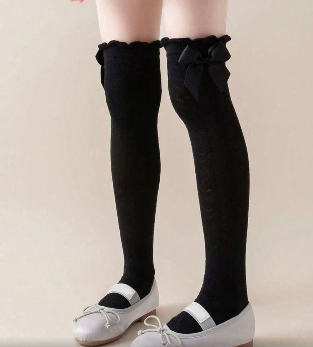 Cotton, 1 Pair  Jacquard Bubble Mouth Knee High Socks