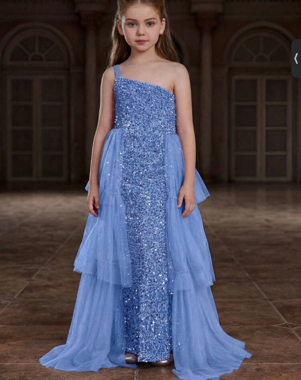 Sleeveless Sequin Floor-Length Evening Dress