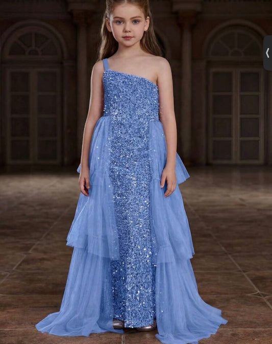 Sleeveless Sequin Floor-Length Evening Dress