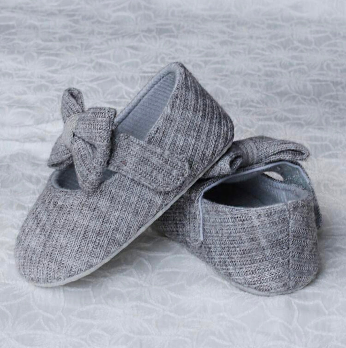 1 Pair Girls' Bow Knit Fabric Slip-On Cute Flats
